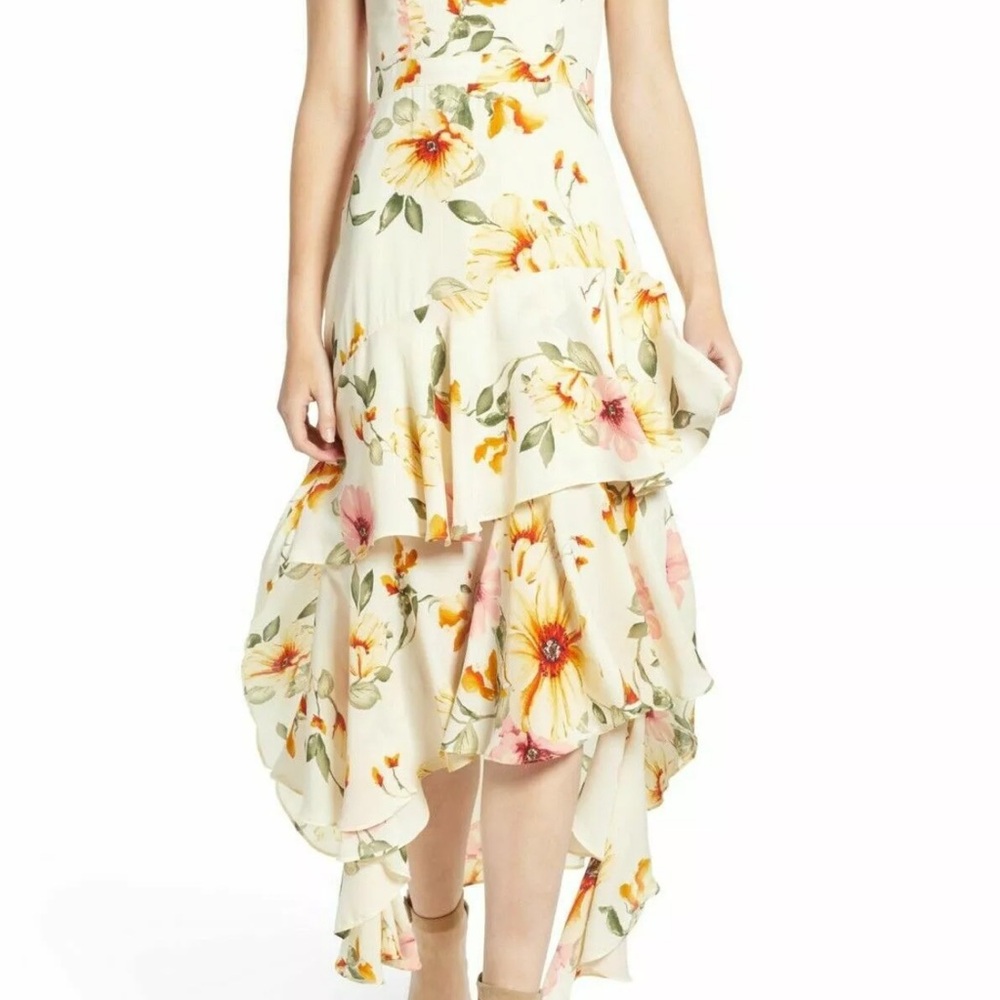 Leith Floral Dress with Asymmetrical Hem